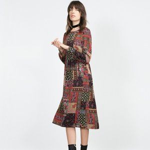 Zara long sleeve patchwork dress